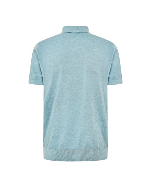 Brioni Blue Short Sleeve Polo Shirt for men