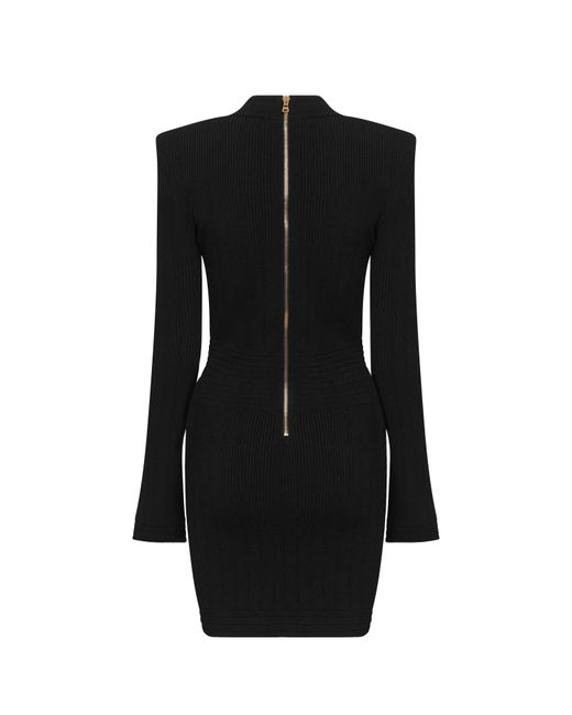 Balmain Black Knitted Button Dress