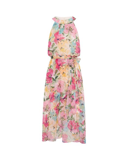 Gina Bacconi Pink Beatrice Lurex Chiffon Dress
