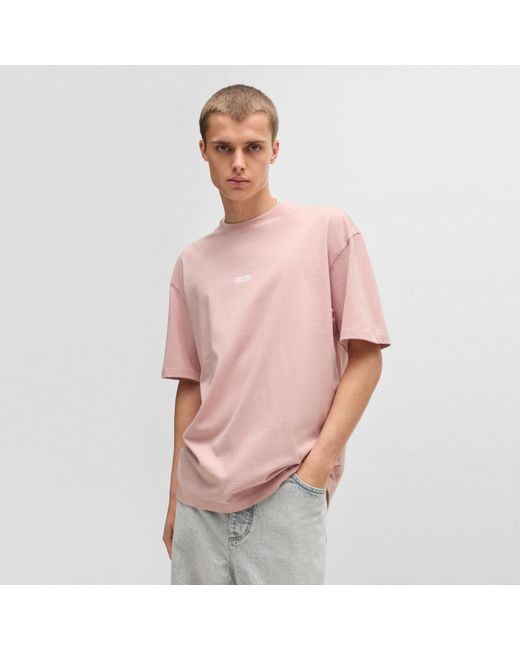 HUGO Pink Printed Logo Back T-Shirt With Mcmxciii Text for men