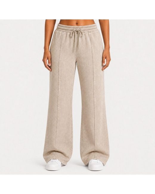 I Saw It First Natural Washed Pintuck Wide Leg Jogger