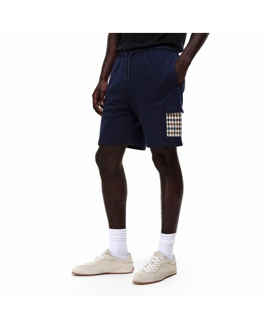 Aquascutum Blue Fleece Jogger Shorts for men