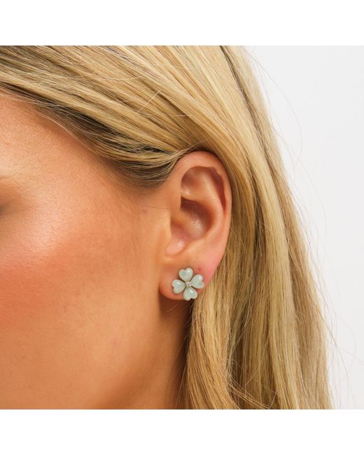 Jon Richard Green Plated And Mint Flower Stud Earrings