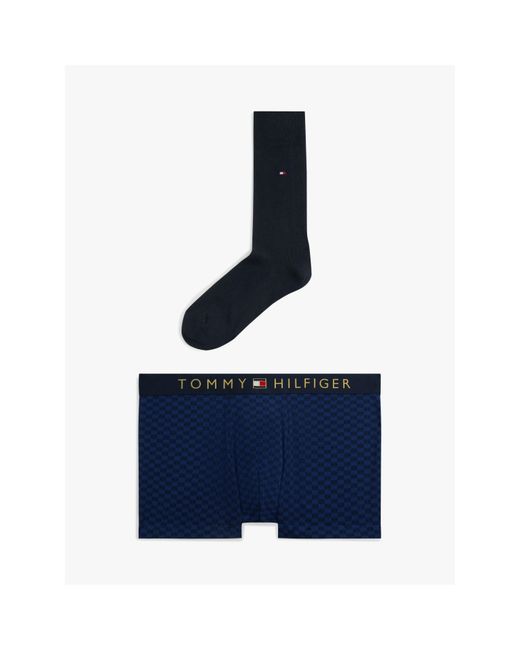 Tommy Hilfiger Blue Waistband Trunk & Sock Set for men