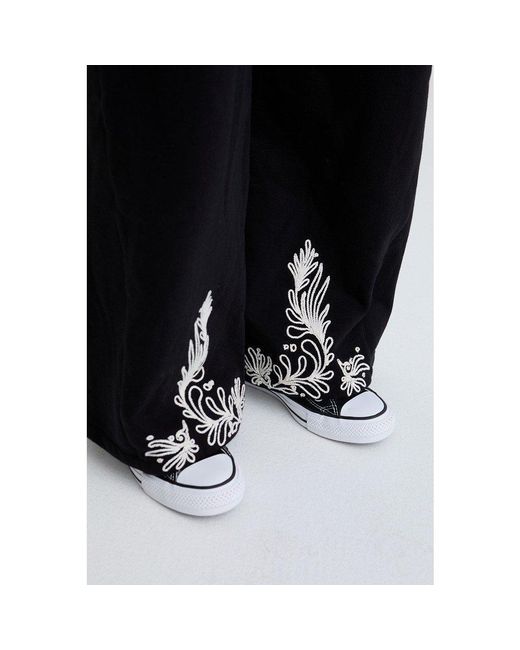Raffya Black Marmalade Embroidered Wide Leg Trouser