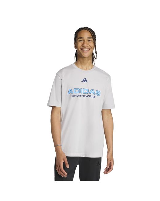 Adidas Blue Graphic Logo T-Shirt for men
