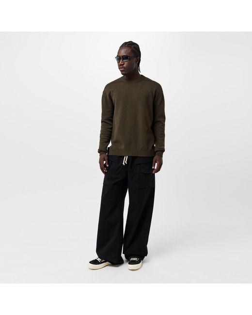 Rick Owens Green Ribbed Crew Neck Relaxed Fit Jumper for men