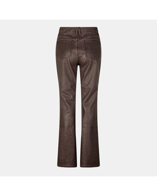 GOOD AMERICAN Brown Bootcut High-Rise Leather Trousers