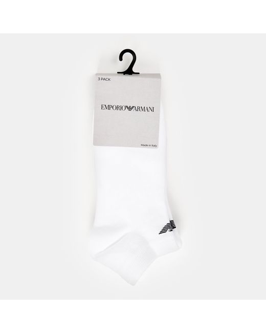 Emporio Armani White Low Cut Breathable Trainer Socks for men