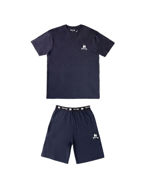 Money Blue Lounger Elasticated Short Twin Set for men