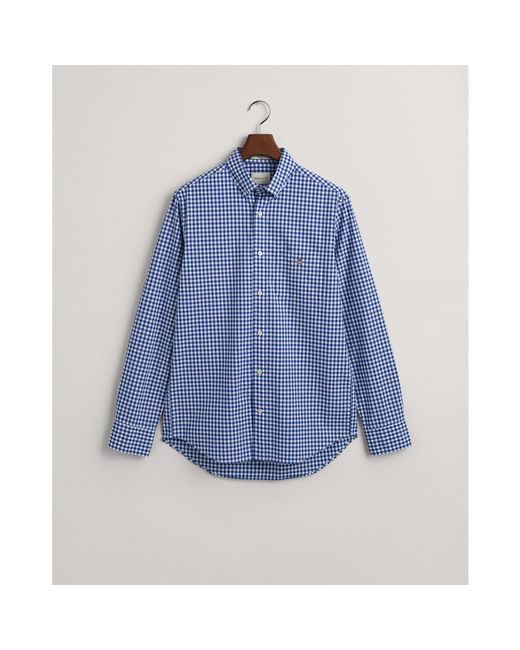 Gant Blue Regular Fit Gingham Poplin Shirt for men