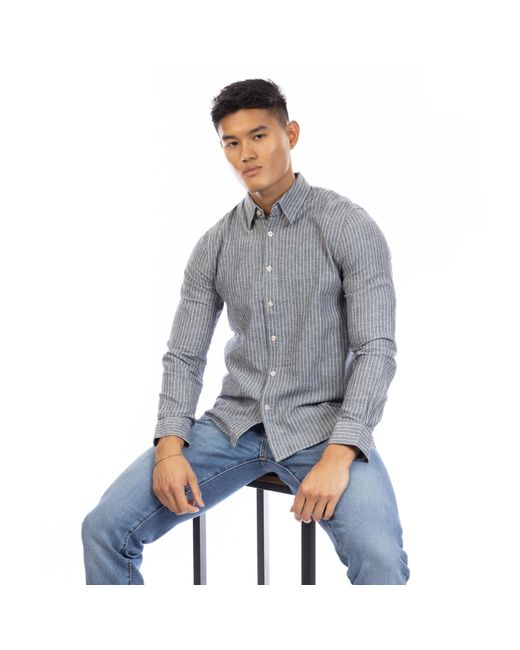 Peter Werth Gray Cotton Long Sleeve Plain Shirt for men
