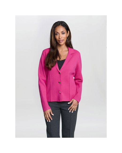 Gina Bacconi Pink Alyona Heart Button Long Sleeve Jacket