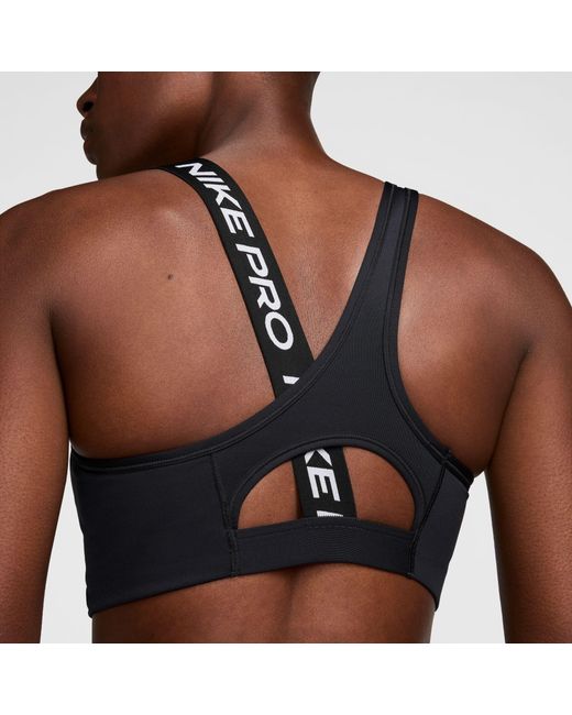 Nike Black Swoosh Medium Impact Sports Bra