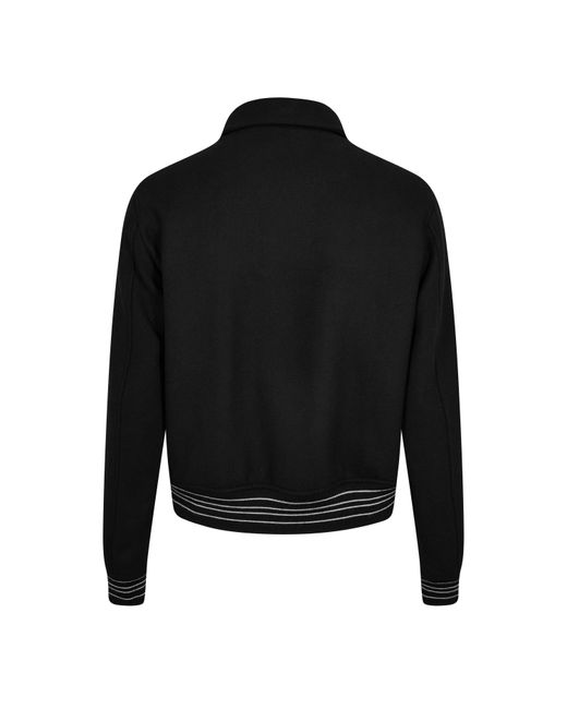 Amiri Black Bones Wool Long Sleeve Varsity Jacket for men