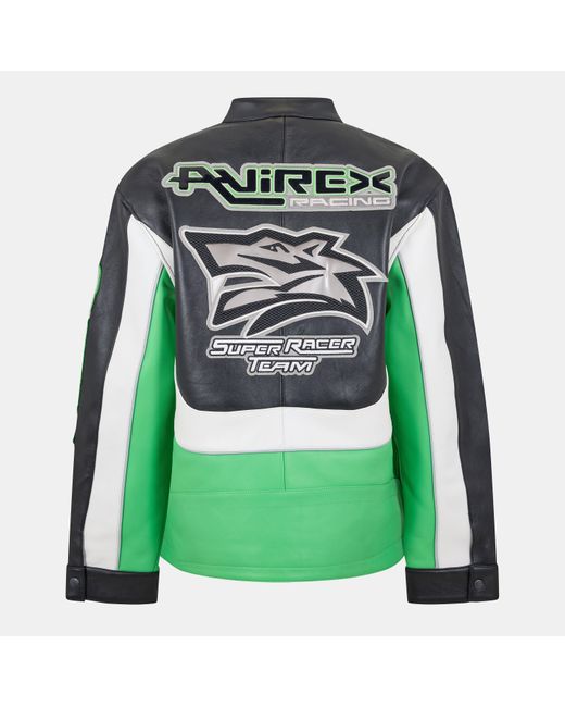 Avirex Green Lonewolf Leather Jacket for men