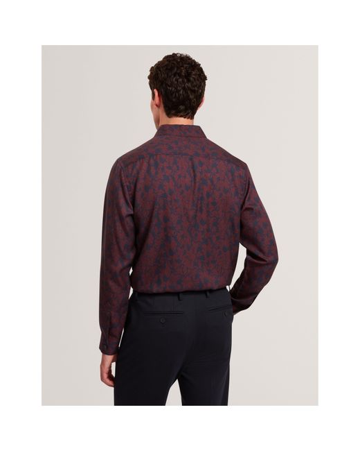 Ted Baker Purple Floral Long-Sleeve Patterned Shirt for men