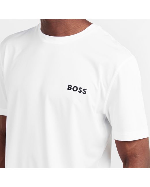 Boss White Short Sleeve Performance Gym Top for men