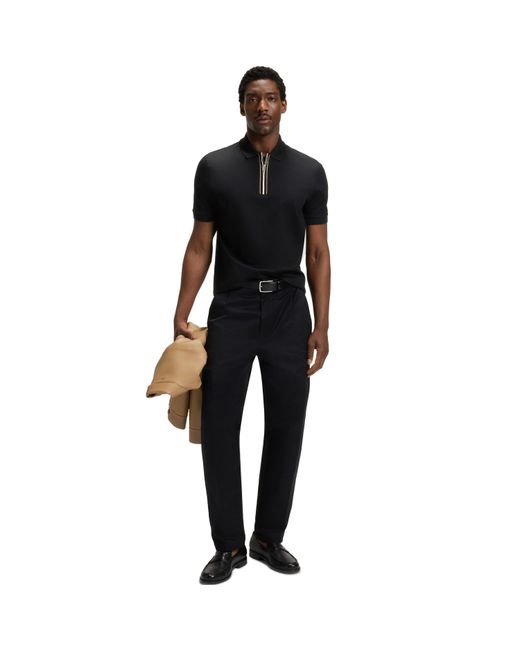 Boss Black Hbb Paras Quarter Zip Cotton Short Sleeve Polo Shirt for men