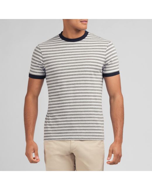 Eden Park Gray Short-Sleeved Striped T-Shirt for men