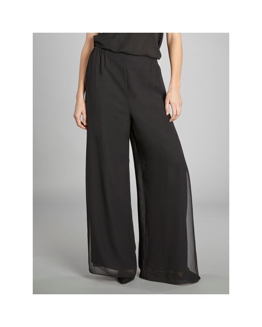 Gina Bacconi Black Chiffon Layered Trouser With Slits