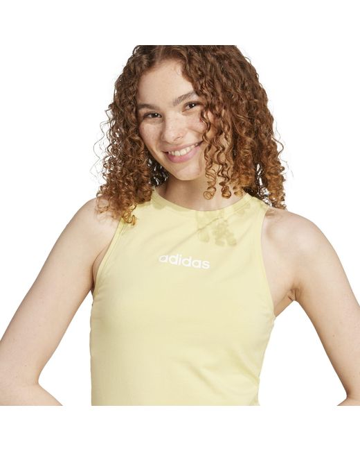 Adidas Yellow Essentials Linear Slim Cotton Tank Top