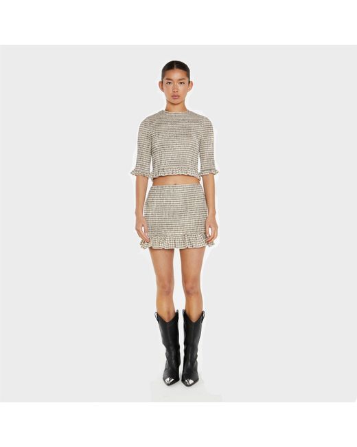 Glamorous Natural Check Shirred Crop-Top