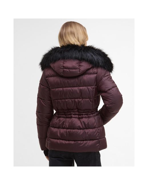 Barbour Purple Cher Detachable Hood Long Sleeve Medium Puffer Jacket