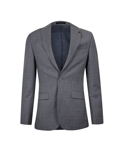 Ted Baker Blue Indus Check Slim Fit Suit Jacket for men