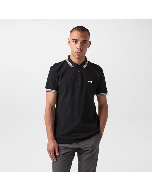 Boss Black Paddy Polo Shirt With Contrast Tipping for men
