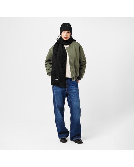 COACH Black Embroidered Cable Knitted Beanie