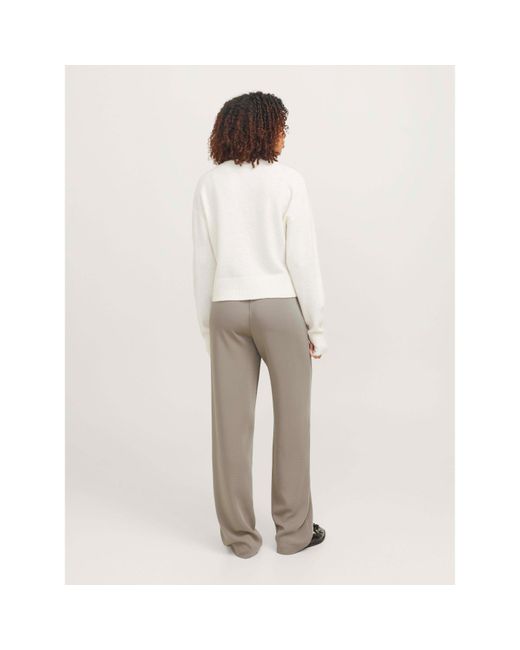 JJXX Gray Poppy High-Waisted Straight Leg Trousers