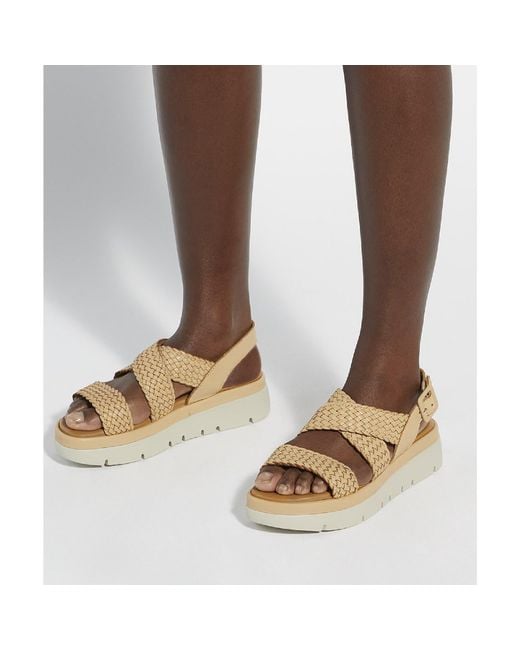 Dune Natural Lorro Open-Toe Leather Flat Sandals
