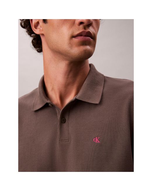 Calvin Klein Brown Ckj Pique Short-Sleeve Polo Shirt for men