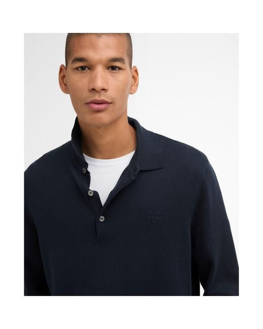 Barbour Blue Knitted Polo for men