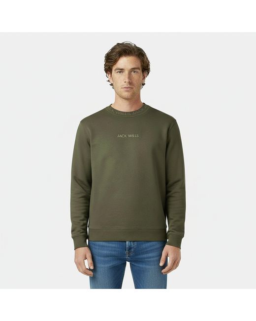Jack Wills Green Jacquard Crew Sweatshirt for men