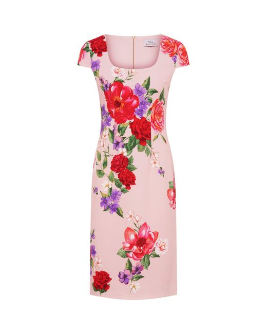 Gina Bacconi Red Rayna Floral Sheath Dress