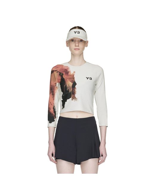 Y-3 White Tennis Pro Cropped Long Sleeve T-Shirt