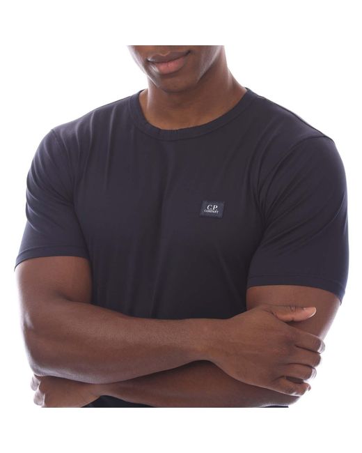 C P Company Blue 70/2 Mercerized Jersey Logo Patch T-Shirt for men