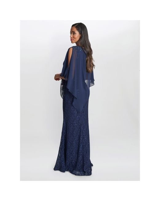 Gina Bacconi Blue Ginger Sequin Lace Dress With Chiffon