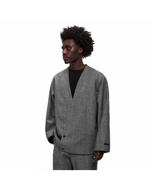 Fear Of God Gray Cropped Lapelless Jacket for men