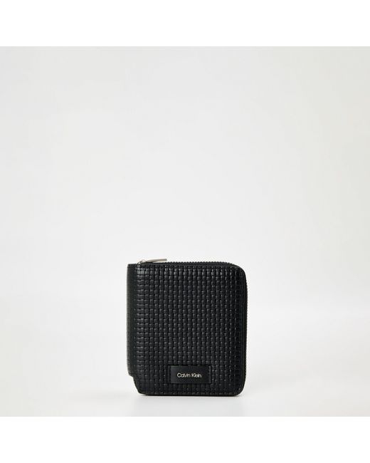 Calvin Klein Black Embossed Woven Billfold Wallet for men