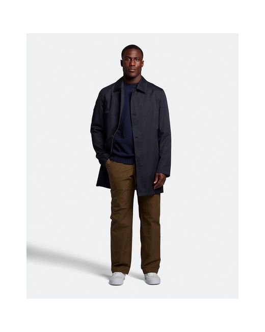 Lyle & Scott Blue Mid Length Car Coat for men