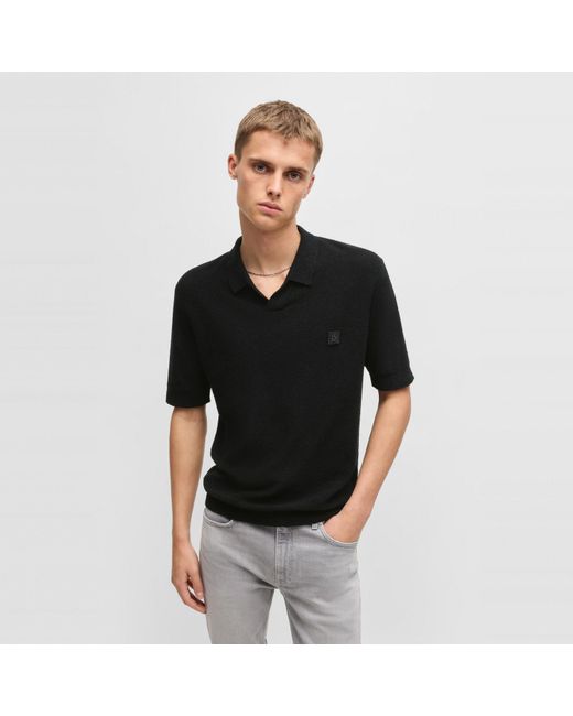 HUGO Black Short-Sleeve Polo Shirt for men