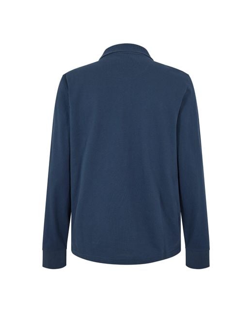 Original Penguin Blue Cotton Long Sleeve Polo Shirt for men