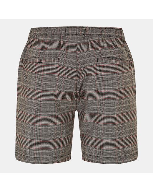 Brave Soul Gray Checked Shorts With Elasticated Waist for men