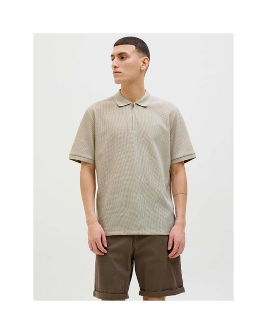 Jack & Jones Natural Austin Zip Polo for men