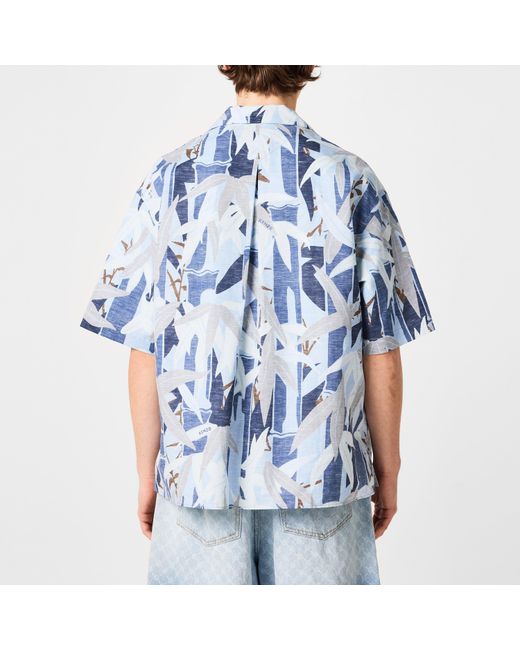 KENZO Blue Hawaiian Short Sleeve Patterned Shirt for men