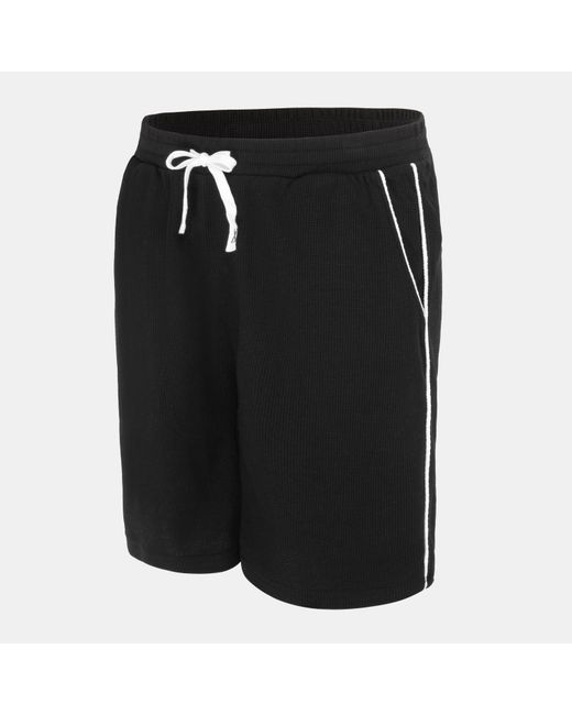 Fabric Black Waffle Shorts for men
