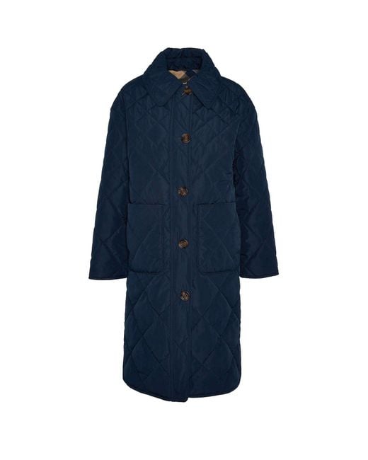 Barbour Blue Cassandra Diamond Quilted Mid-Length Quilted Jacket